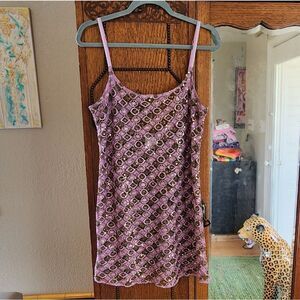 Sparkly mesh slip dress sequins L Intimately Free People purple